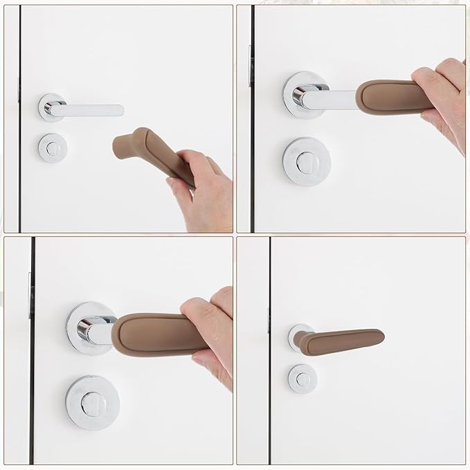 uxcell Door Handle Covers, Silicone Safety Doors Knob Handle Protector Covers Anti-Collision Soft Doors Pull Cover for Bedrooms Bathrooms Offices, White