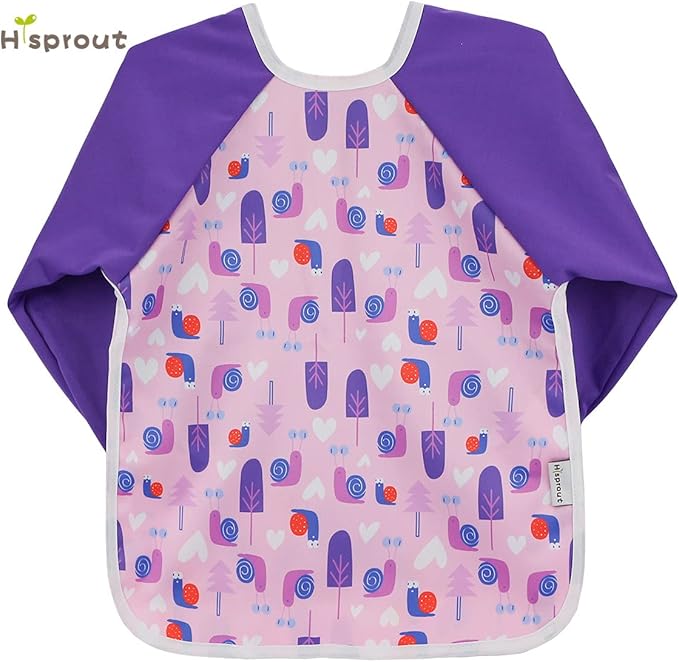 Hi Sprout Infant Toddler Baby Waterproof Sleeved Bib, Bib with Sleeves&Pocket, 6-24 Months
