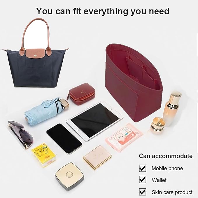 Lckaey Purse Organizer Insert for le pliage Le Pliage Neo Handbags Insert Organizer 1012claret2-S