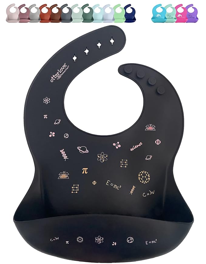 otterlove Silicone Bib – 100% Pure Platinum LFGB Baby Bibs with No Fillers – Wide Food Catching Pocket – Easy Clean – Mess Proof – Dishwasher Safe – BPA and Phthalate Free