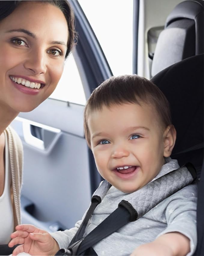 Car Seat Belt Pads 2 Pack for Baby Kids, Soft Reversible Car Seat Shoulder Strap Cover Pads, Seat Neck Strap Covers for Stroller, Carrier, Pushchair - Gray
