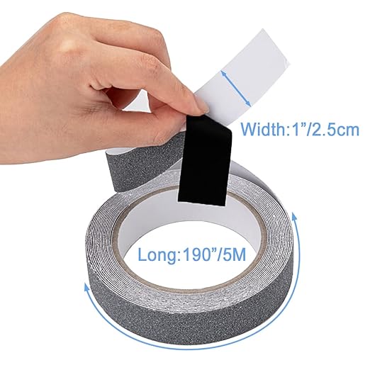 Anti Slip Tape, High Traction,Strong Grip Abrasive, Not Easy Leaving Adhesive Residue, Indoor & Outdoor (1" Width x 190" Long, Gray)