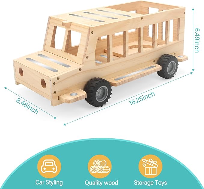 RZYLKA for Tonies Box Organizer Shelf Storage, for Tonie Shelf Magnetic, Compatible with Tonie Box 1/2 Player Tonies Figures Characters, Charger, Display Collection 20~30 Characters - Bus
