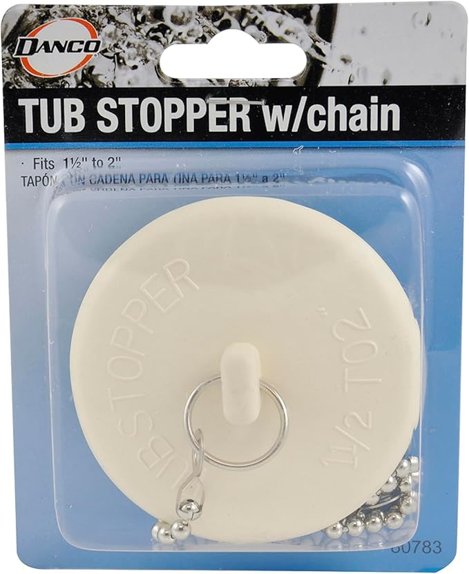 Danco 80783 Fit-All Rubber Stopper, Tub Drain, White