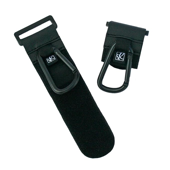 J.L. Childress Clip 'N Carry Stroller Hooks - Universal Stroller Clips with Non-Slip Straps - Durable Carabiners to Hold Watter Bottles & Bags - 2 Pack - Perfect for Uppababy & more - Black