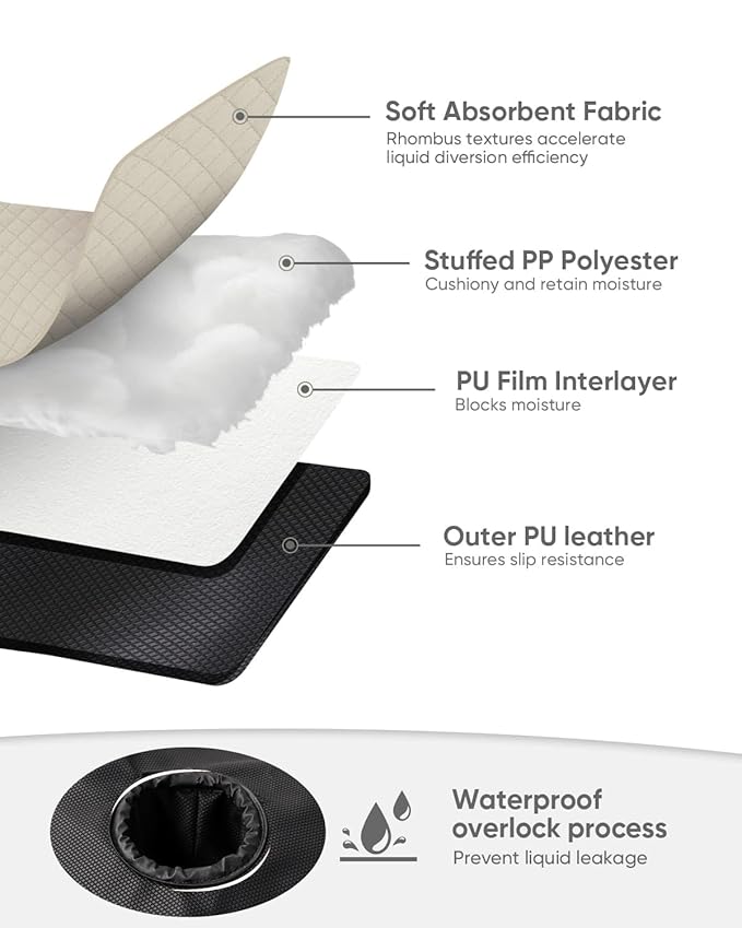 TinlyFinly 2 Pack Baby Potty Training Car Seat Protector, Waterproof Car Seat Liner for Potty Training Toilet, Baby Infant Toddler Piddle Pad Fits for Carseat, Stroller, Highchair - 2 Pack, Beige