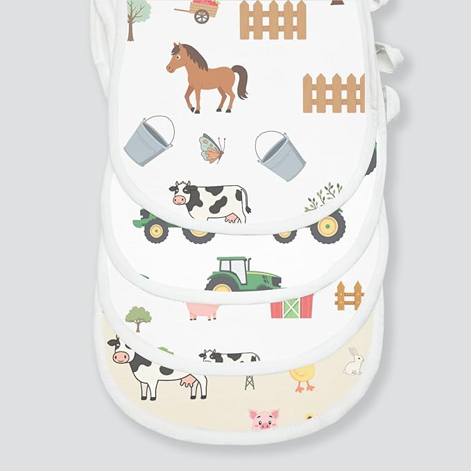 Spriggenix 6 Pack Farm Burp Cloths Baby Boys Girls with Farm Animals Pattern, Large Cotton Burp Rags for Newborns Gifts Nursery Decor Extra Soft and Absorbent 9.8X19.6inches