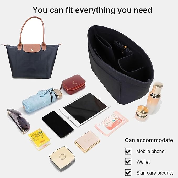 Lckaey Purse Organizer Insert for le pliage large bags for women(Large) Handbags Organizer1012black-L