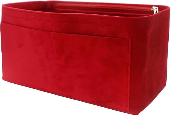 Purse Organizer Insert, Suede Bag Organizer Handbag Tote Shaper, Suede Material, Soft and Non Damaging Bag (Slender Medium,Red)