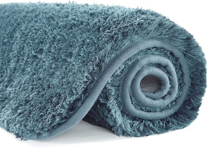 Suchtale Non Slip Bath Mat (20 x 32, Slate) Water Absorbent Soft Microfiber Shaggy Bathroom Rug Machine Washable Thick Plush Shower Mat