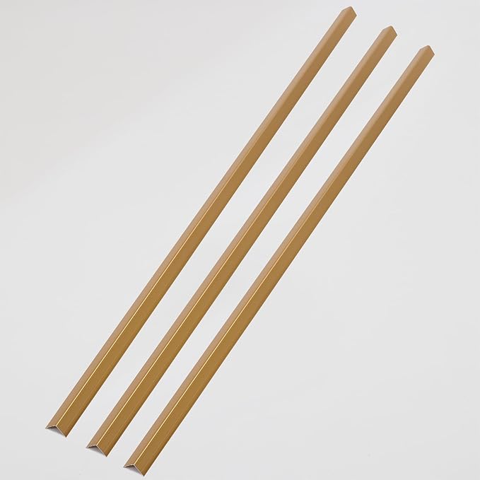 Aluminum Corner Guards, Peel and Stick L-Shaped Molding Trim for Wall Table Door Frame Protection and Decoration (Matte Gold, 3Pcs x 4.26ft x 0.8in)