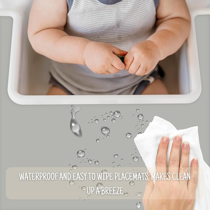 High Chair Placemat for IKEA Antilop Baby High Chair, 2 Packs Stain Resistant Non-Slip Toddler Silicone High Chair Place Mats Eating Table Mat (Blush/Gray)