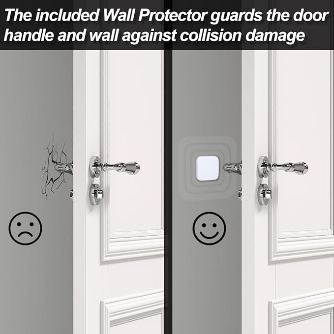 2 Pack Door Stoppers,Zinc Alloy Door Stop with Anti-Slip Rubber Base,Heavy Duty Door Wedge for Bottom of Door,Door Holder to Keep Open,Includes Silencer Pads,Silver