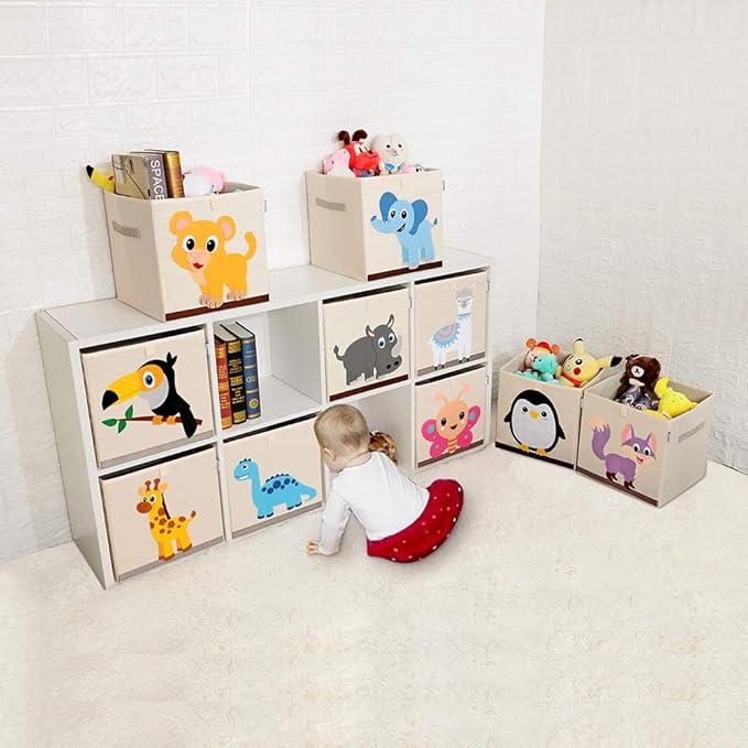 CLCROBD Foldable Animal Cube Storage Bins Fabric Toy Box/Chest/Organizer for Kids Nursery, 13 inch (Toucan)