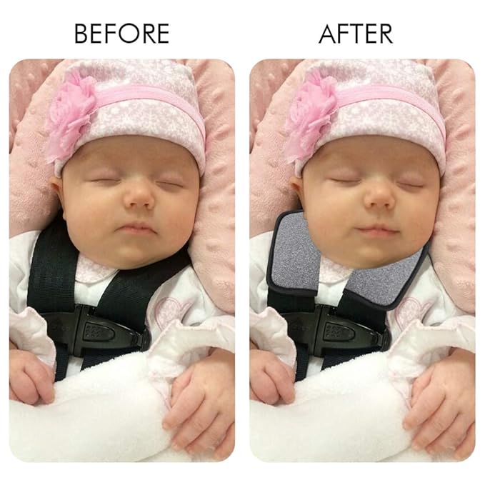 Accmor Car Seat Straps Shoulder Pads Suit for Baby Kids, Car Seat Strap Covers, Hip Support, Car Seat Strap Pads, Soft Seat Belt Covers for All Car Seats, Pushchair, Stroller, Grey