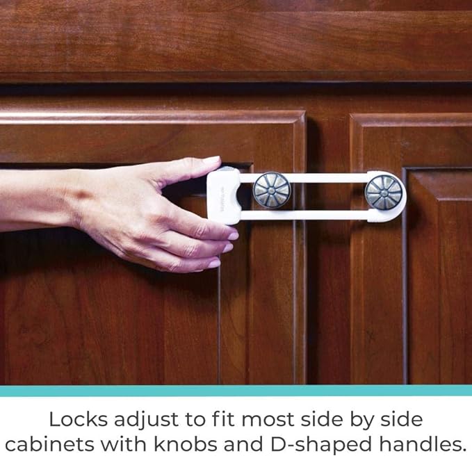 Toddleroo by North States - Sliding Cabinet Locks for Baby Proofing: Child Proof Cabinet Locks - 3 Pack - White