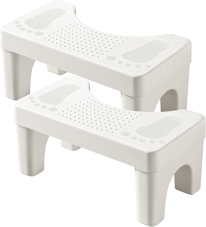 2 Pcs Squatting Potty Stool for Adults, 6.7 Inch Toilet Stool Squat Adult, Poop Stools for Bathroom Pooping, Non-Slip Toilet Step Portable for Travel, White