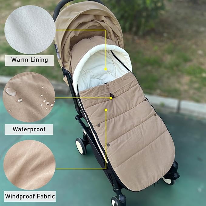 Universal Pushchair Footmuff for Babyzen YOYO/YOYO2 /Joolz/Bugaboo, Waterproof Fabric Base, Easy-Clean, Warm Foot Cover for Strollers