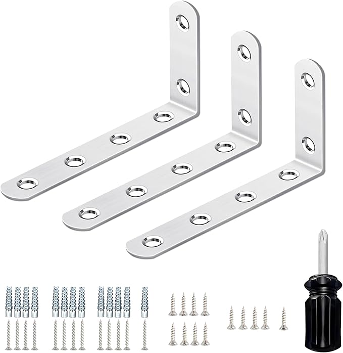 Anti-Tip Furniture Brackets for Baby Proofing – Heavy-Duty Wall Anchors to Secure Dresser, Bookshelf, Cabinet & Shelf (3 Items)