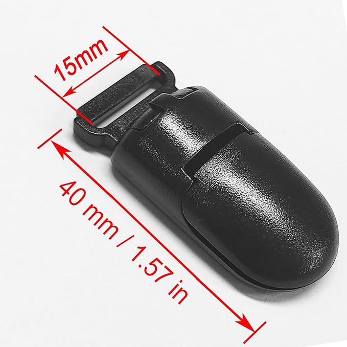 Langmeil 50pack 15mmRibbon Pacifier Plastic Suspender Clips for DIY Teething Toys Baby Blankets Dummy Bib Leash, Black