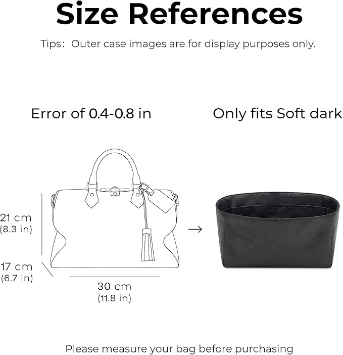 Purse Organizer Insert for LV Soft Speedy Dark Handbag, Custom Fit Inside Premium Matte Black Lightweight WaterResistant Tote Bag Insert with Cup Holder Accessories