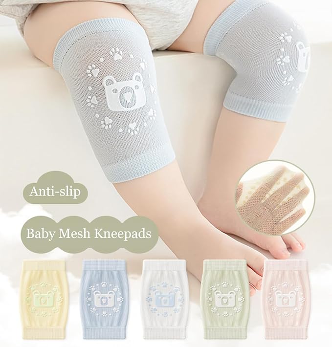 Baby Crawling Knee Pads and Socks with Anti-Slip Grips 10 Pairs Unisex Baby Toddler Nonslip Kneepads & Ankle Socks