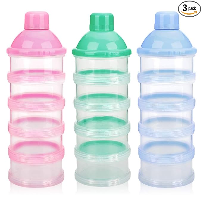 Accmor Formula Dispenser On The Go, 5 Compartments Stackable Formula Container for Travel, Baby Milk Powder Kids Snack Container, BPA Free