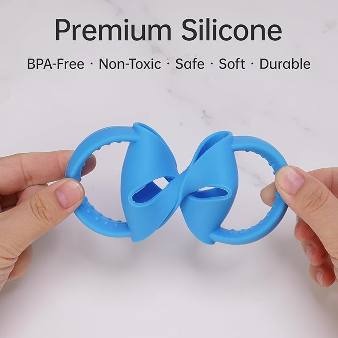 NiHome Silicone Double Handle & Boot for Owala Kids’ Tumbler 12oz 15oz, Easy to Install for Toddlers to Grip & Train, Shock-Absorbing Bottom Sleeve Drop Protection, 2Pcs (Blue + Green)