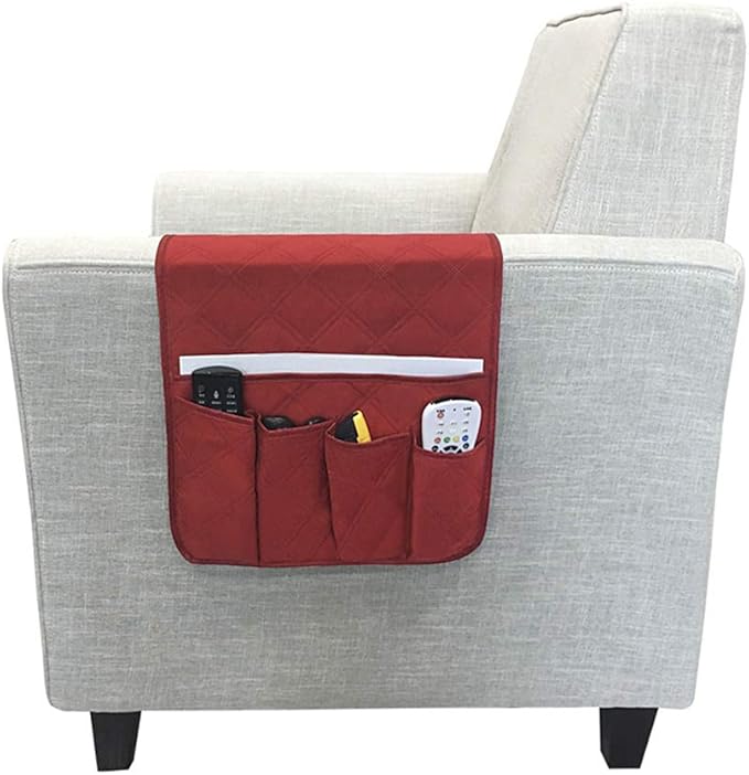 Couch Sofa Armrest Organiser Arm Chair Caddy Bedside Storage Pocket with 6 Pockets TV Remote Holder Bed Storage Pocket Bag for Cellphone Tablet Notepad Book Magazines DVD Glasses