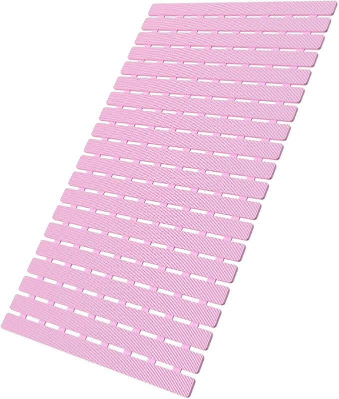 MBOSS Bath Tub Shower Mat Non Slip Bathtub Mats for Bathroom Shower Floor Mat Bath Mats for Shower Tub Anti Slip Shower Mat with Drain Hole and Large Suction Cups (Pink, 27.5 X 15.7 Inch)