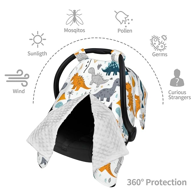 Dinosaurs Car Seat Cover Baby Stuff Western Infant Carseat Covers Baby Girl Highland Car Seat Canopy Boy Winter Multi Use Nursing Cover for Newborn Carseat Canopy Nursing Covers Newborn Shower Gift