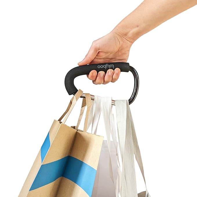 Lulyboo Multi-Use Metal Organizer Hook - Heavy-Duty Stroller, Diaper Bag & Purse Carabiner with Spring-Loaded Closure, EVA Grip, Black - Lightweight, Versatile, Holds Up to 99 lbs