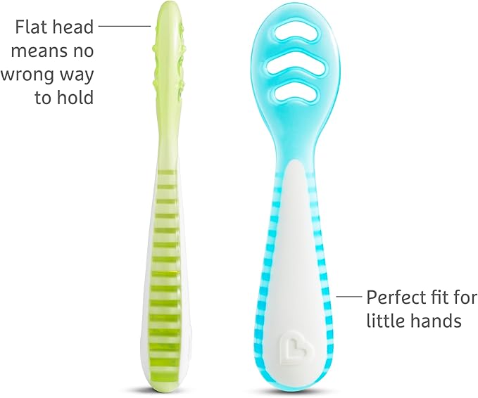 Munchkin® Gentle Dip™ Baby Spoons for Self Feeding and Baby Led Weaning, 6 Pack, Blue/Green/Pink/Purple