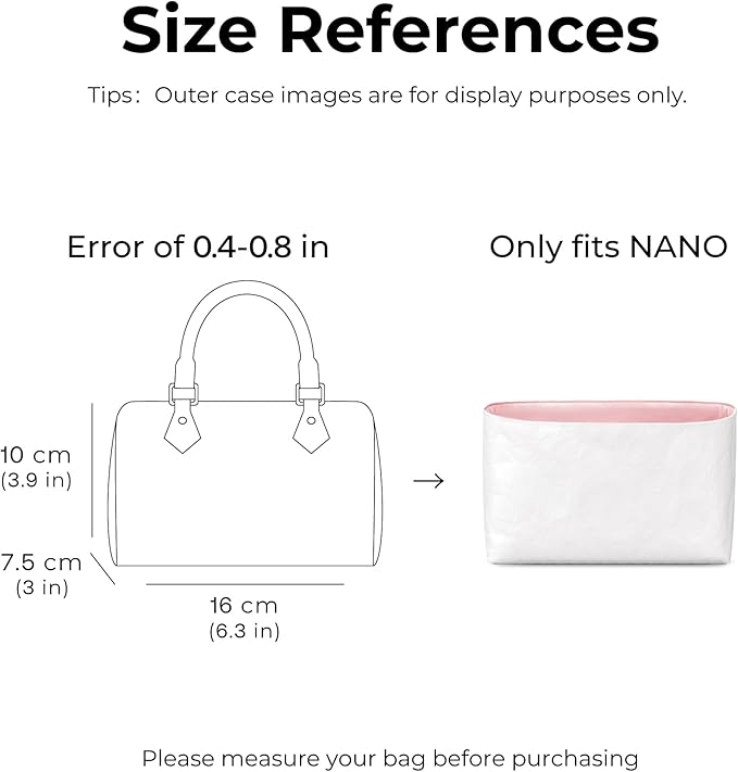 Purse Organizer Insert for LV Speedy Nano Handbag,Custom Fit Inside Premium Rose Sakura Lightweight WaterResistant Tote Bag Insert