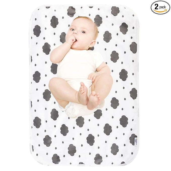 Baby Diaper Changing Pad, 21 5/8" x 31.5" Waterproof Changing Pad Liners 2Pack - Reusable Soft and Absorbent Portable Changing Mat(Cloud2PCS)