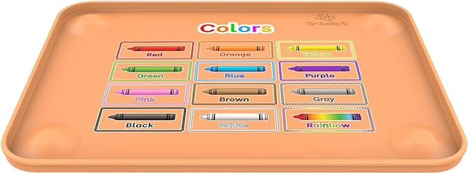 Generic Dr. Betty’s - Educational Learning Silicone Placemat / Play Mat with Super Suction and Raised Edges for Babies + Toddlers + Kids | Non-Slip, Dishwasher Safe, Food Grade (Colors, Peach Orange)