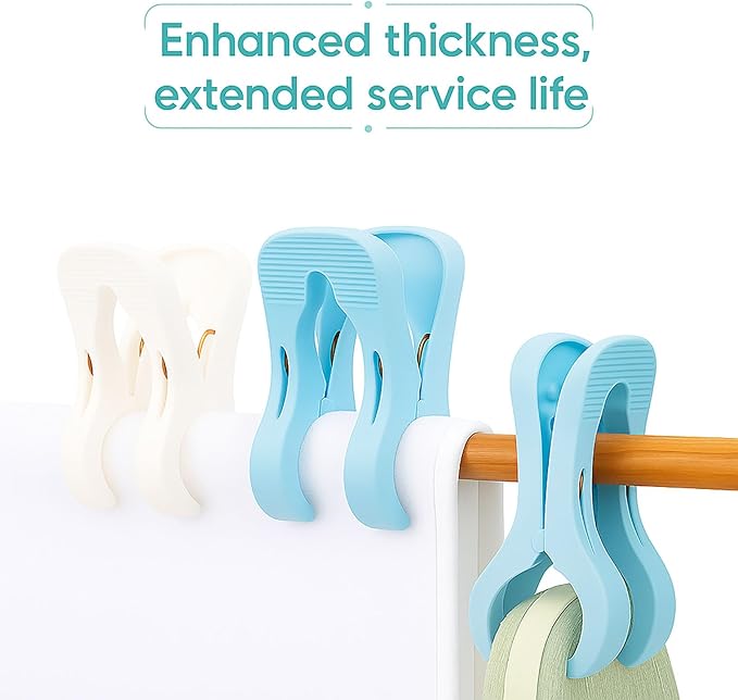 2/3 / 6 Pack Heavy Duty Cruise Towel Clips – Large Beach Chair Clips with 5cm Wide Jaw, Strong Spring Grip & Textured Anti-Slip Teeth for Cruise Ship, RV, Pool, Balcony (Blue,Small*3pcs)