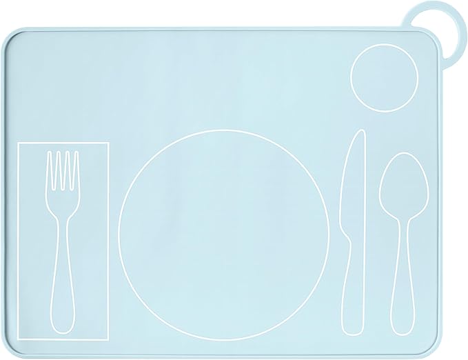 Kids Silicone Montessori Placemat for Toddlers | Children Plate Mat for Dining Table Setting | by Fire Rooster Kids (Blue, 1)