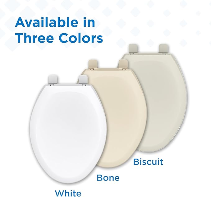 Gerber Elongated Toilet Seat with Cover, Soft Close, No Slam, Quick & Easy Install, Heavy-Duty Plastic, Adjustable Fit for Standard Elongated Toilets, Durable & Fade-Resistant, Bone G009921325