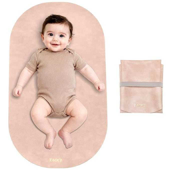 Diaper Changing Pad, Wipeable Portable Changing Pad, Baby Change Mat, Waterproof Vegan Leather Changing Pads for Home & Travel, Pink, 27.5 x 15.7 ''