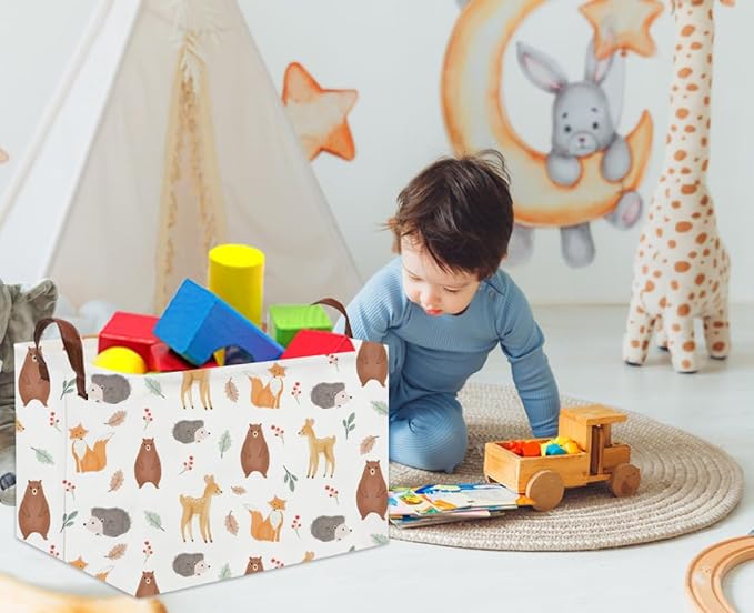 TIBAOLOVER Rectangular Kids Storage Basket Gift Basket Baby Storage Basket Cute Kids Toy Storage Bin Organizer Shelf Book Basket Room Decor(Yellow Animal)