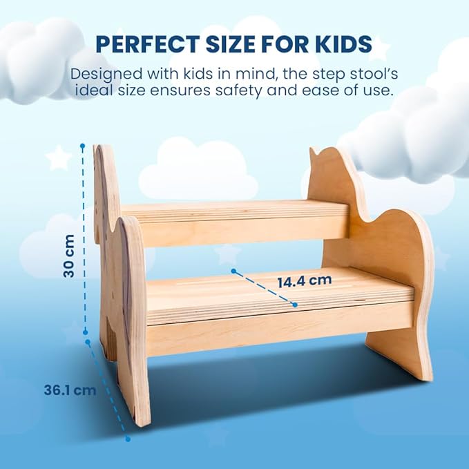 Motherly Haven Step Stool for Toddlers & Kids, 2-Step Unicorn Design, Anti-Slip Bathroom Toilet Potty Training Stool, Durable Kitchen Step Stool for Independence & Safety