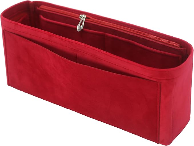 Purse Organizer Insert, Suede Bag Organizer Handbag Tote Shaper, Suede Material, Soft and Non Damaging Bag (Large,Red)
