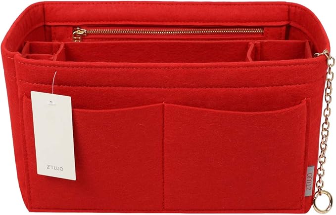 Purse Organizer Insert, Felt Purse Organizer with Zipper and Sewn Bottom Insert, Fit Speedy Neverfull Graceful,6 Sizes