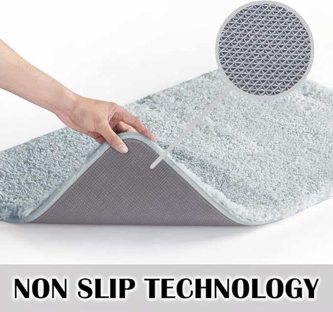 Suchtale Large Bathroom Rug Extra Soft and Absorbent Shaggy Mat (24 x 60, Light Blue) Machine Washable Microfiber Bath Mat with Non Slip Rubber Back