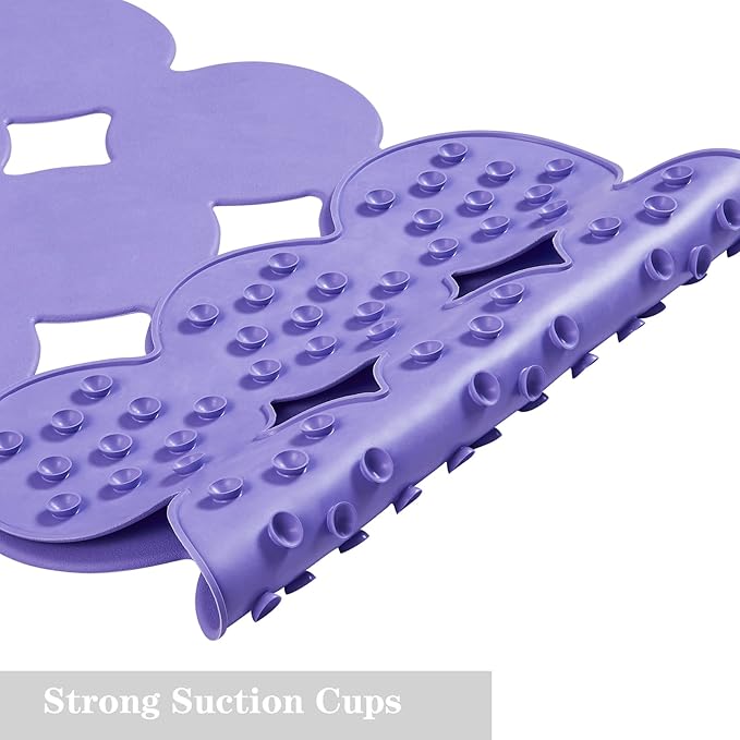 Webos Patented Non Slip Bathtub Mat Shower Mat Bath Mat Tub Mats with Strong Suction Cups Soft Natural Rubber Bath Mat for Inside The tub (Circle-Purple, 28x16 inch)