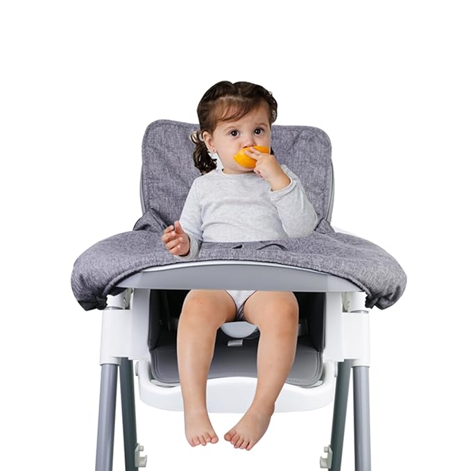 Shopping Cart Cover for Baby, Cotton High Chair Cover, Infant Grocery Cart Cushion Liner with Storage Pouch, Foldable, Machine Washable for Infant, Toddler, Boy or Girl. (Grey)