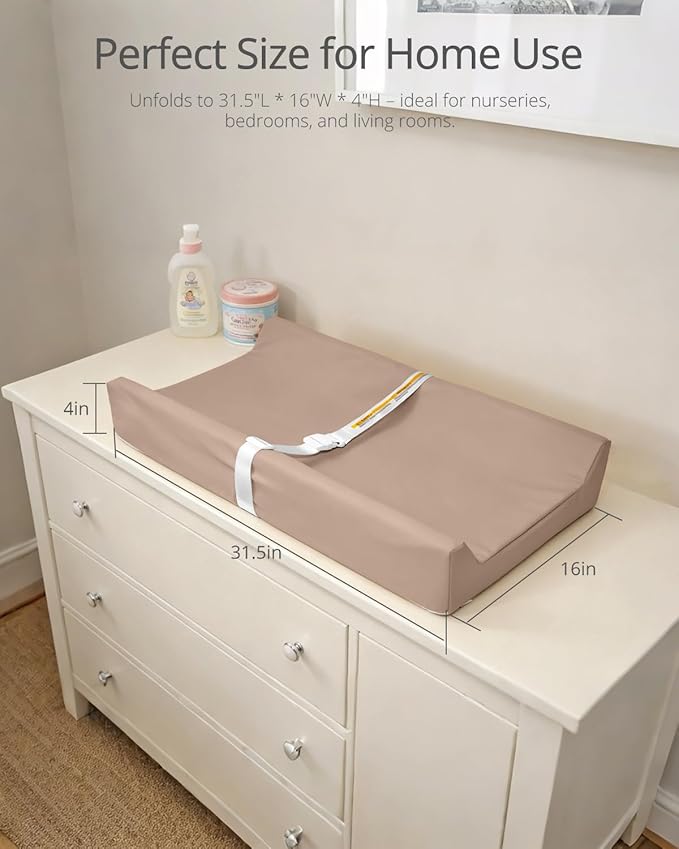 Baby Changing Pad, Changing Table Pads, Vegan Leather Wipeable Changing Pad, 32x16 in Waterproof Diaper Baby Changing Topper for Dresser, Table