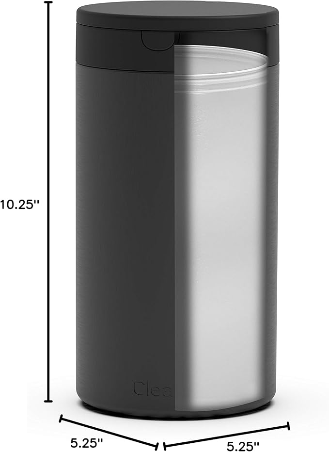 Spectrum Disinfecting Wipes Container Large Black Refillable Stainless Steel Wipe Holder for Bathroom Kitchen Classroom, Reuseable Push Button Wet Wipe Dispenser for Disinfect Cleaning Countertop