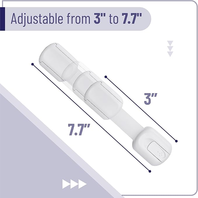 Bates- Child Safety Strap Locks, 20 Pack, White, Baby Cabinet Locks with Adjustable Strap Length